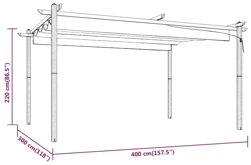 Κιόσκι Κήπου με Πτυσσόμενη Οροφή Taupe 4 x 3 μ. - Μπεζ-Γκρι