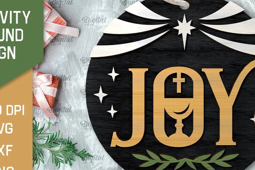 Intra απο ξύλο plywood 3mm-4mm πάχος Σχέδιο κοπής με λέιζερ τρισδιάστατο στρογγυλό σημάδι της Γέννησης Δίασταση 30x20 cm INTRAFABR-107030252