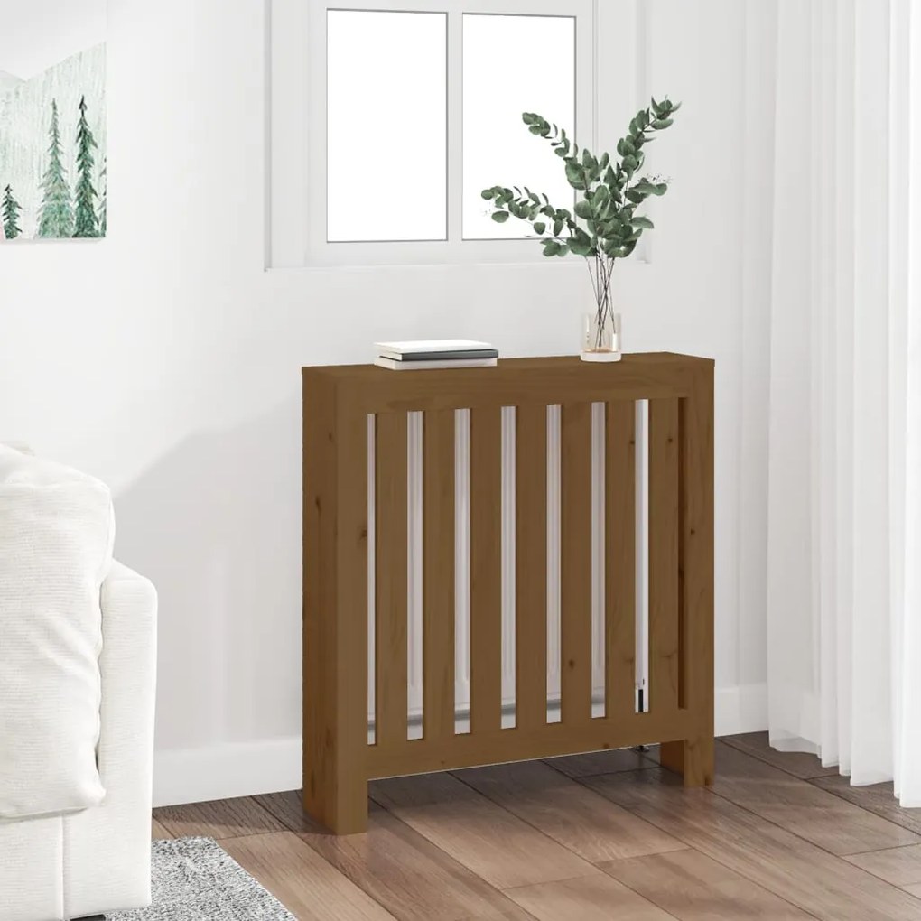 vidaXL Κάλυμμα Καλοριφέρ Καφέ μελί 79,5x19x84εκ. από Μασίφ Ξύλο Πεύκου