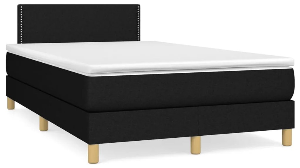 Κρεβάτι Boxspring με Στρώμα Μαύρο 120x200 εκ. Υφασμάτινο - Μαύρο