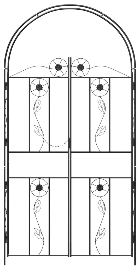 vidaXL Κήπος Αψίδα Μονόχρωμο Μαύρο 115 x 37 x 226 εκ