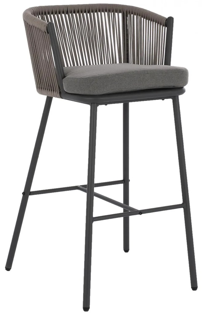 Σκαμπό Μπαρ BROGAN C5714.01 Μεταλλικός Σκελετός με Σχοινί Γκρί 53x42x101 εκ. 53x42x101 εκ.