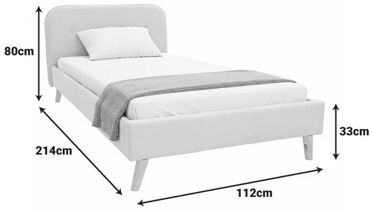 Επενδυμένο Κρεβάτι LumiLux Μονό Ύφασμα Γκρί 100x200εκ. 112x214x80 εκ.