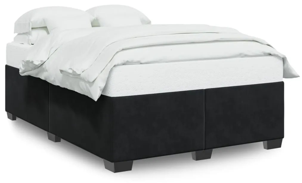 Σκελετός Κρεβατιού Χωρίς Στρώμα Μαύρο 140x190 εκ. Βελούδινο