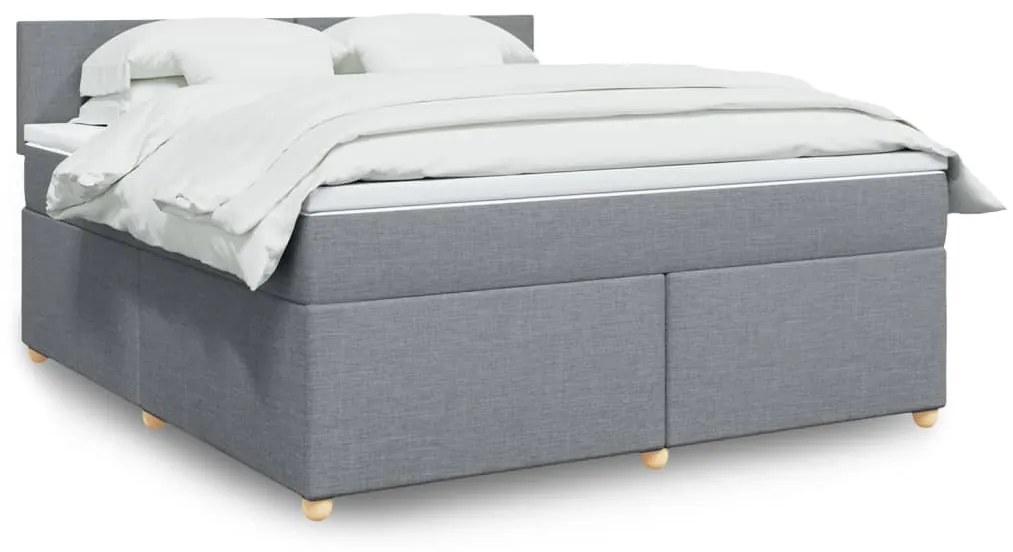 vidaXL Κρεβάτι Boxspring με Στρώμα Ανοιχτό Γκρι 180x200 εκ. Υφασμάτινο