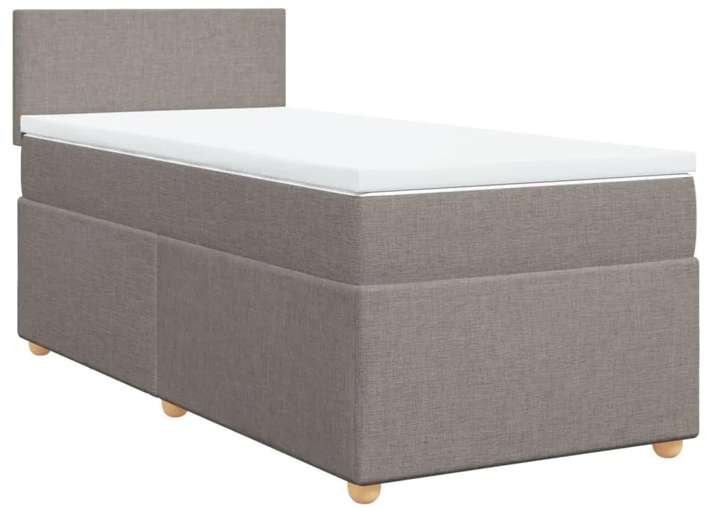 vidaXL Κρεβάτι Boxspring με Στρώμα Taupe 100 x 200 εκ. Υφασμάτινο