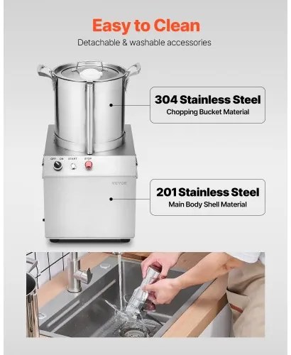 VEVOR Food Processor &amp; Vegetable Chopper 10L Food-Grade Stainless Steel Blender