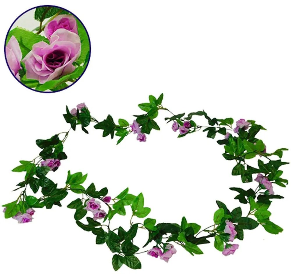 Τεχνητή Γιρλάντα Τριαντάφυλλα 09016 220cm Purple Globostar Plastic