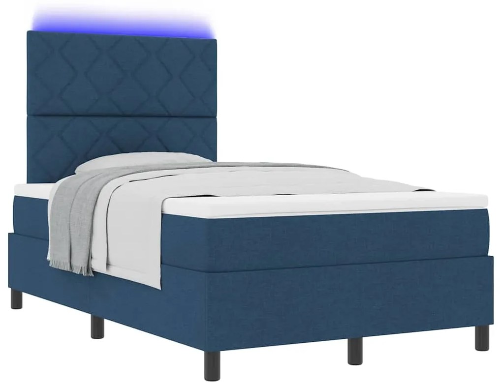 vidaXL Κρεβάτι με ελατήρια με στρώμα Μπλε 120 x 190 cm ύφασμα