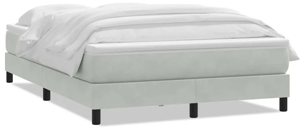 Κρεβάτι Boxspring με Στρώμα Ανοιχτό Γκρι 140x210 εκ. Βελούδινο - Γκρι