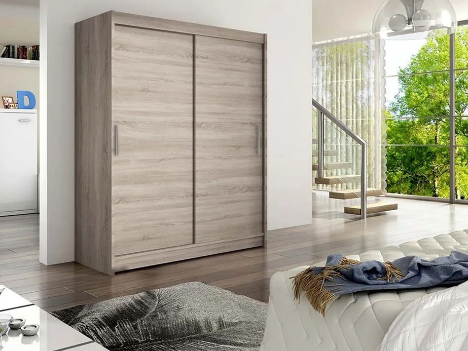 Ντουλάπα Atlanta 103 Trufel δρυς, Trufel δρυς, 200x150x58cm, 118 kg, Πόρτες ντουλάπας: Ολίσθηση, Αριθμός ραφιών: 5, Αριθμός ραφιών: 5 | Epipla1.gr