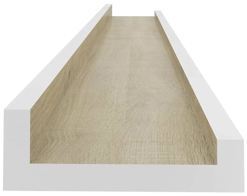 vidaXL Ράφια Τοίχου 4 τεμ. Λευκό και Sonoma Δρυς 80 x 9 x 3 εκ.