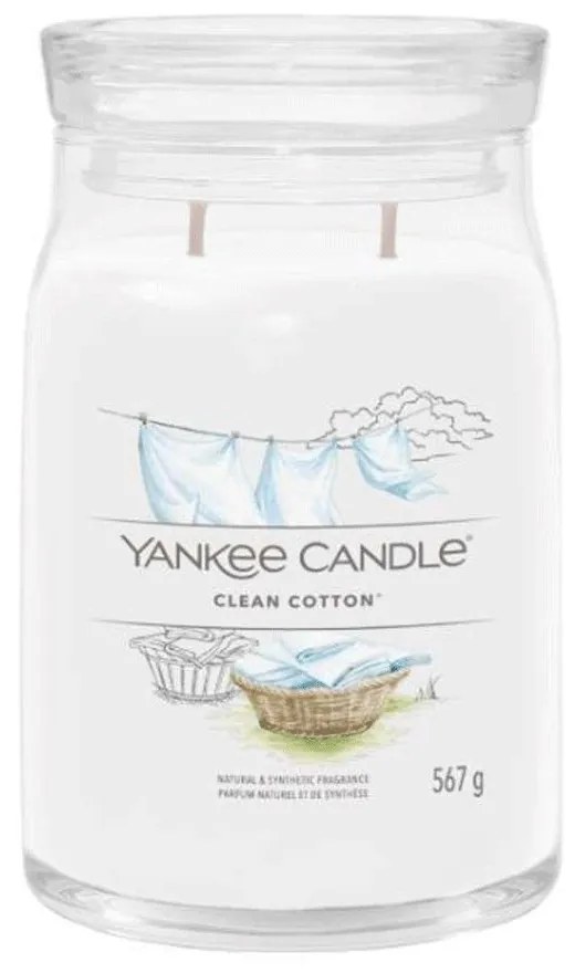 Αρωματικό Κερί Clean Cotton Large 1630644E 9,3x15,7cm White Yankee Candle Κερί,Γυαλί