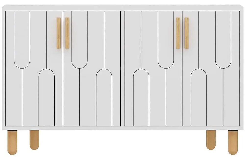 Μπουφές Vincent 327ODS1286 120x29,6x73,6cm White-Oak Μοριοσανίδα, Μελαμίνη