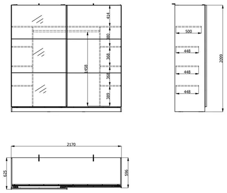 Ντουλάπα Sierra με Καθρέφτη 220 Λευκό 217x62.5x210 εκ. 217x62.5x210 εκ.