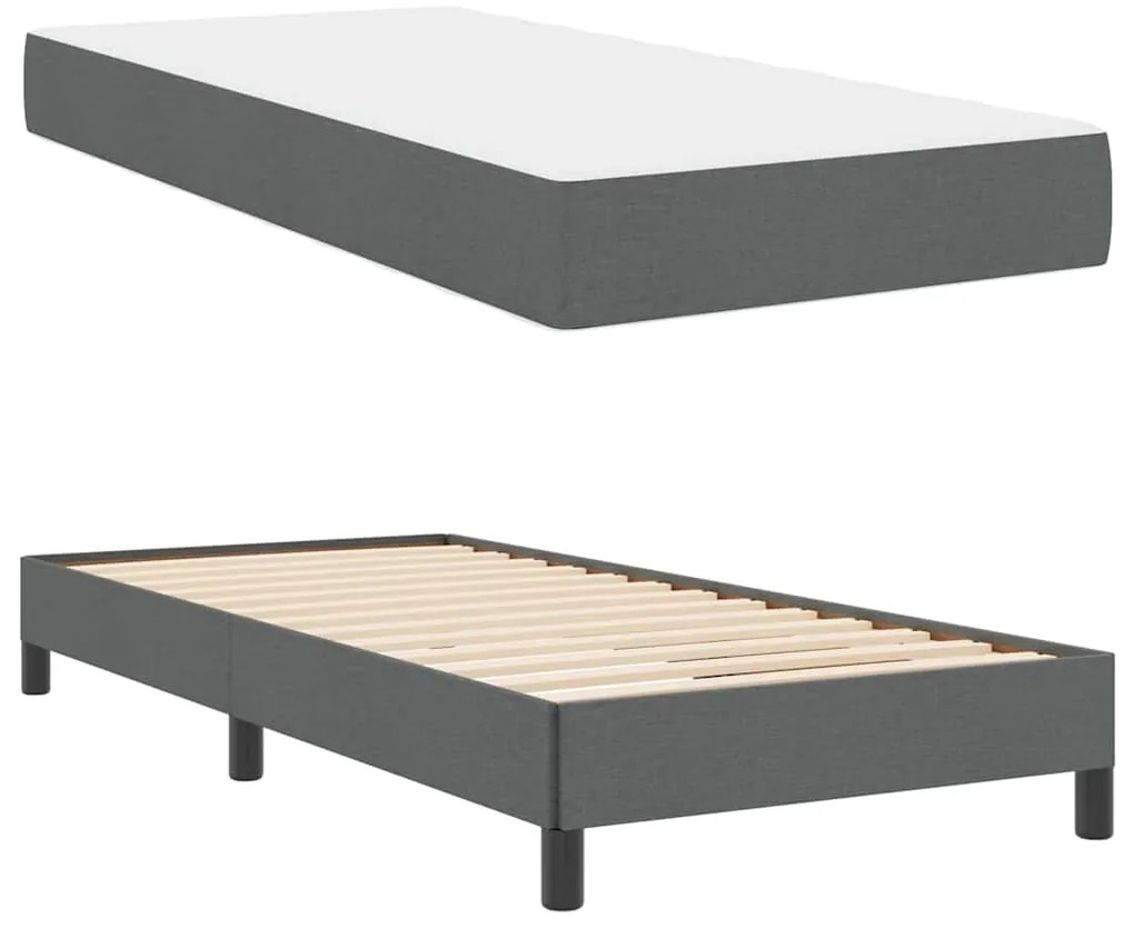 vidaXL Κρεβάτι με ελατήρια Άλλο Σκούρο γκρι 90 x 190 cm ύφασμα