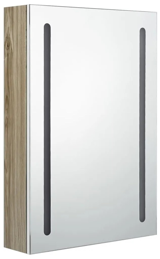 Καθρέφτης Μπάνιου με Ντουλάπι &amp; LED Λευκό/Δρύς 50x13x70 εκ. - Λευκό