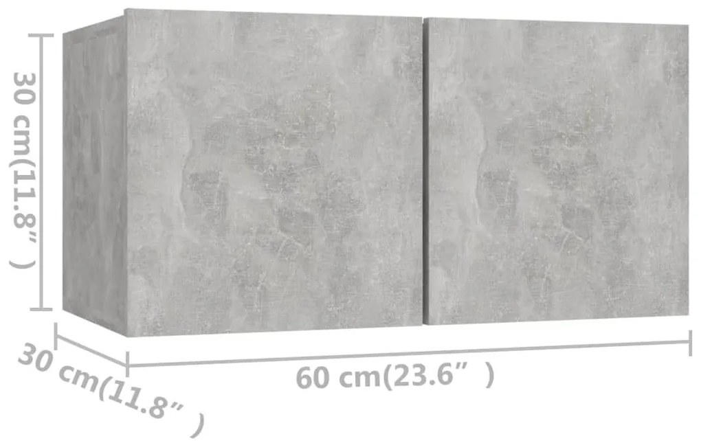 Έπιπλα Τηλεόρασης 4 τεμ. Γκρι Σκυρ. 60x30x30εκ. από Επεξ. Ξύλο - Γκρι