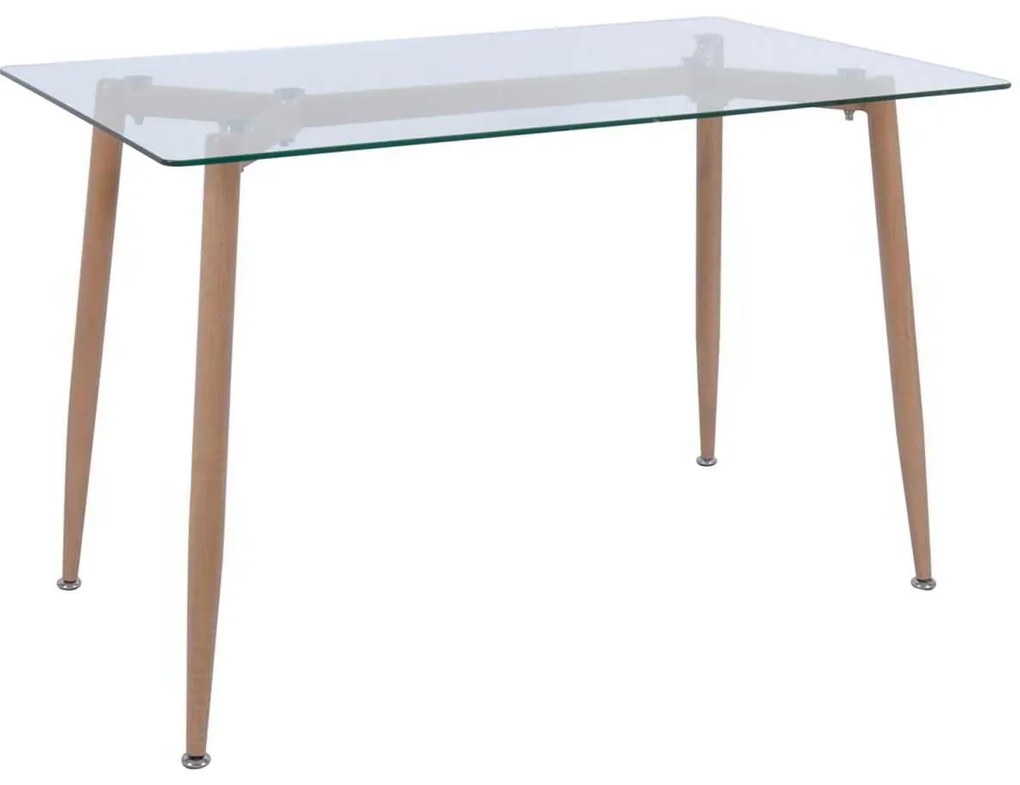 Τραπέζι Olsen 120x70 Μεταλ.Βαφή Σημύδας/Γυαλί