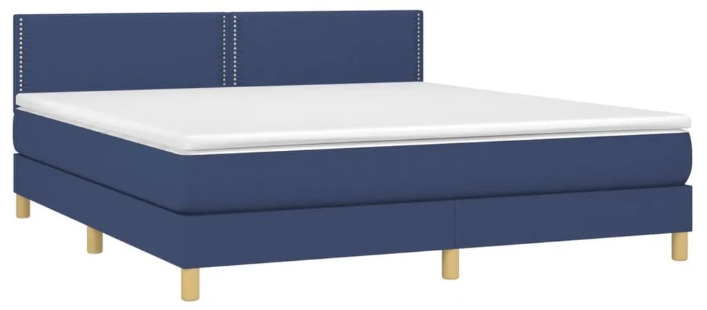 vidaXL Κρεβάτι Boxspring με Στρώμα Μπλε 180x200 εκ. Υφασμάτινο