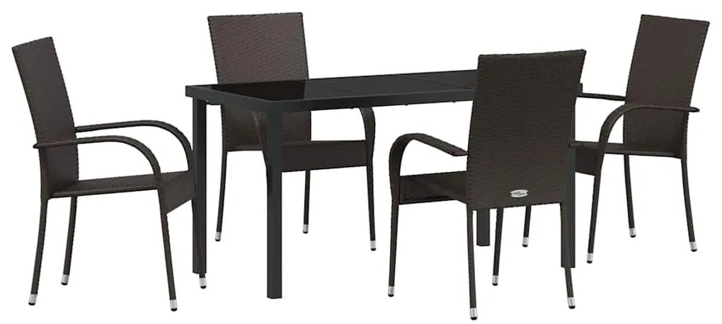 vidaXL Σέτ φαγητού για κήπο 5 pcs Καφέ Χάλυβας με επίστρωση πούδρας