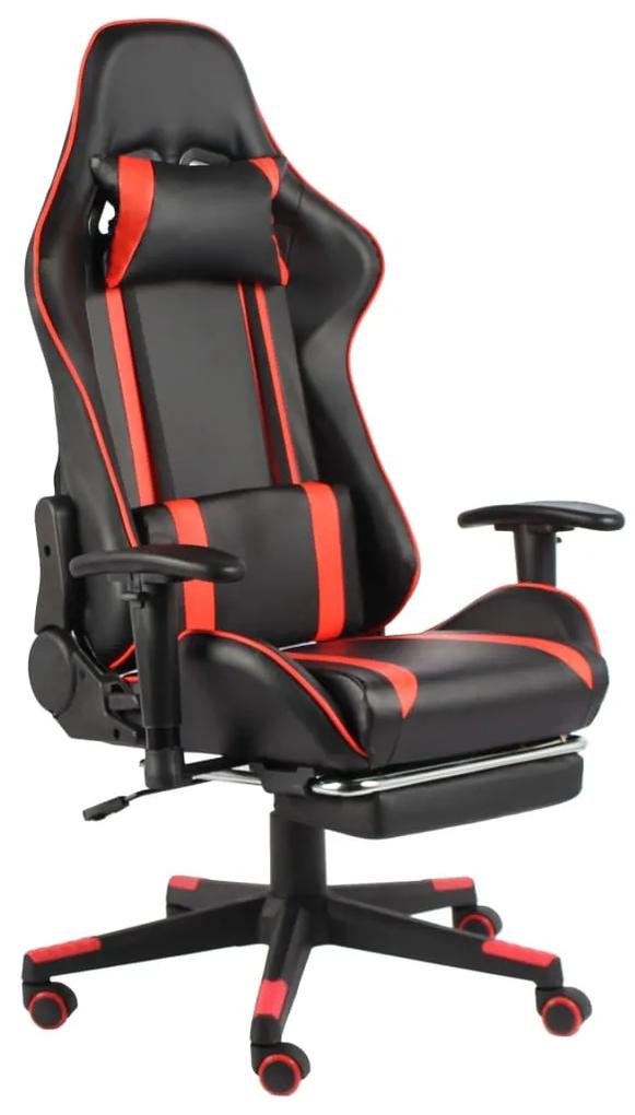Καρέκλα Gaming Περιστρεφόμενη με Υποπόδιο Κόκκινη PVC