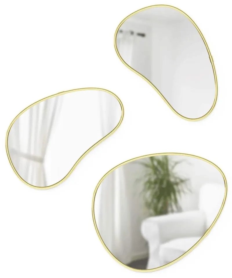 Καθρέπτης Hubba Pebble (Σετ 3Τμχ) 1018566-104 28,2x19,9x1,9cm/31,3x26,2x1,9cm Brass Umbra Metal, Glass