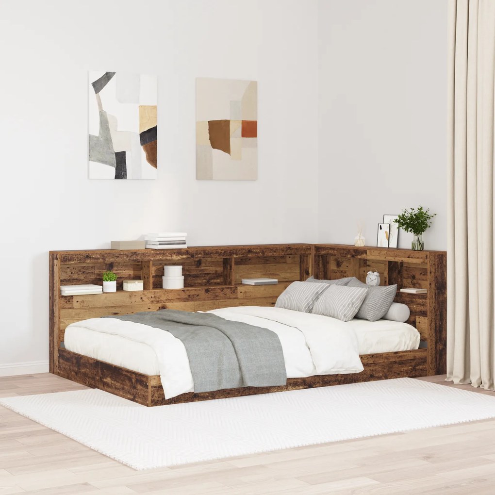 vidaXL Κεφαλάρι Αποθήκης με ράφι Παλαιό ξύλο 120 cm Επεξεργασμένο ξύλο