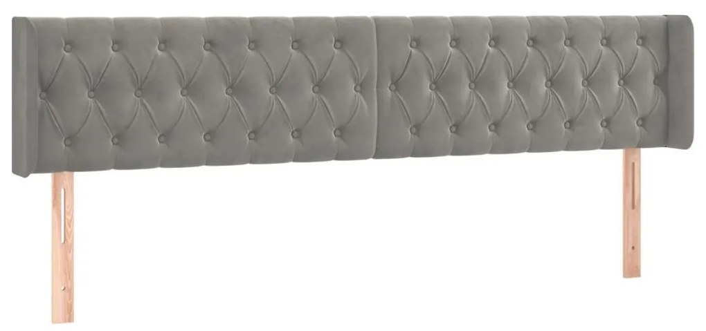 Κεφαλάρι Κρεβατιού LED Ανοιχτό Γκρι 183x16x78/88 εκ. Βελούδινο - Γκρι