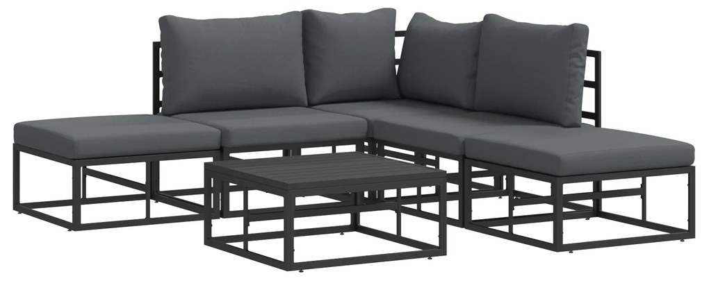 vidaXL Σετ Καναπέ Κήπου 6 pcs Μαύρο 70 x 70 x 32 εκ Αλουμίνιο