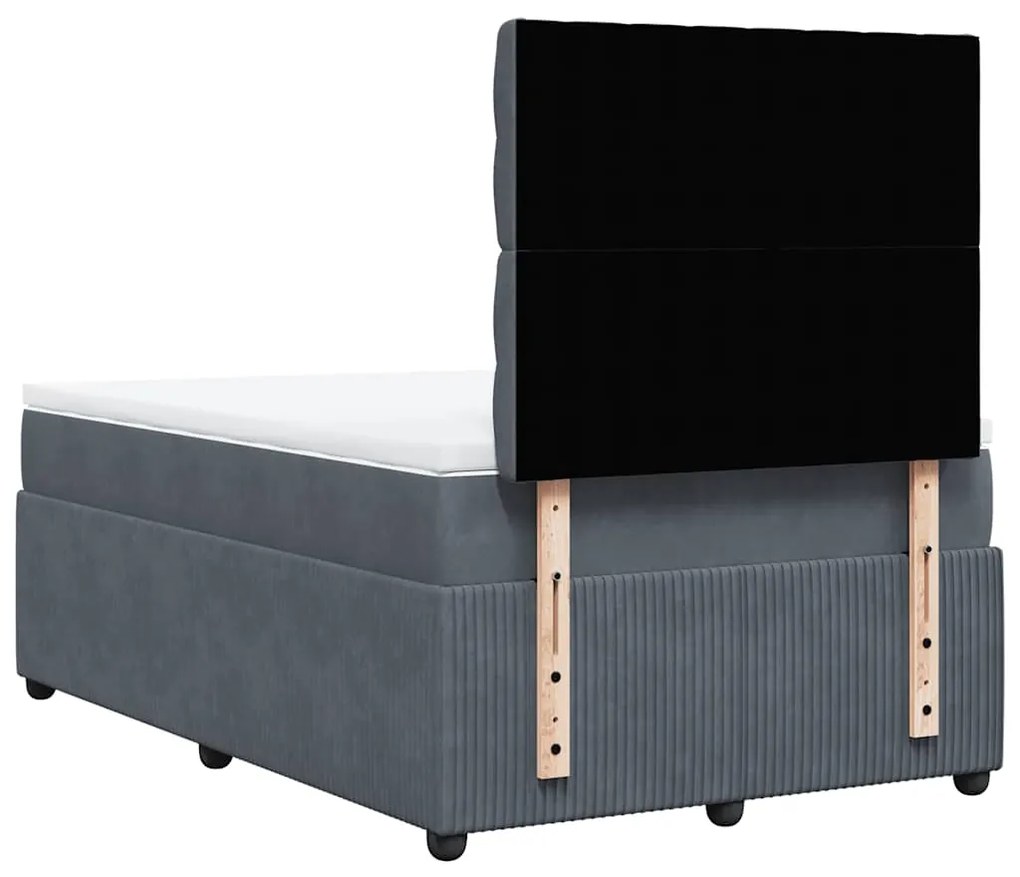 vidaXL Κρεβάτι Boxspring με Στρώμα Σκούρο Γκρι 120x190 εκ. Βελούδινο