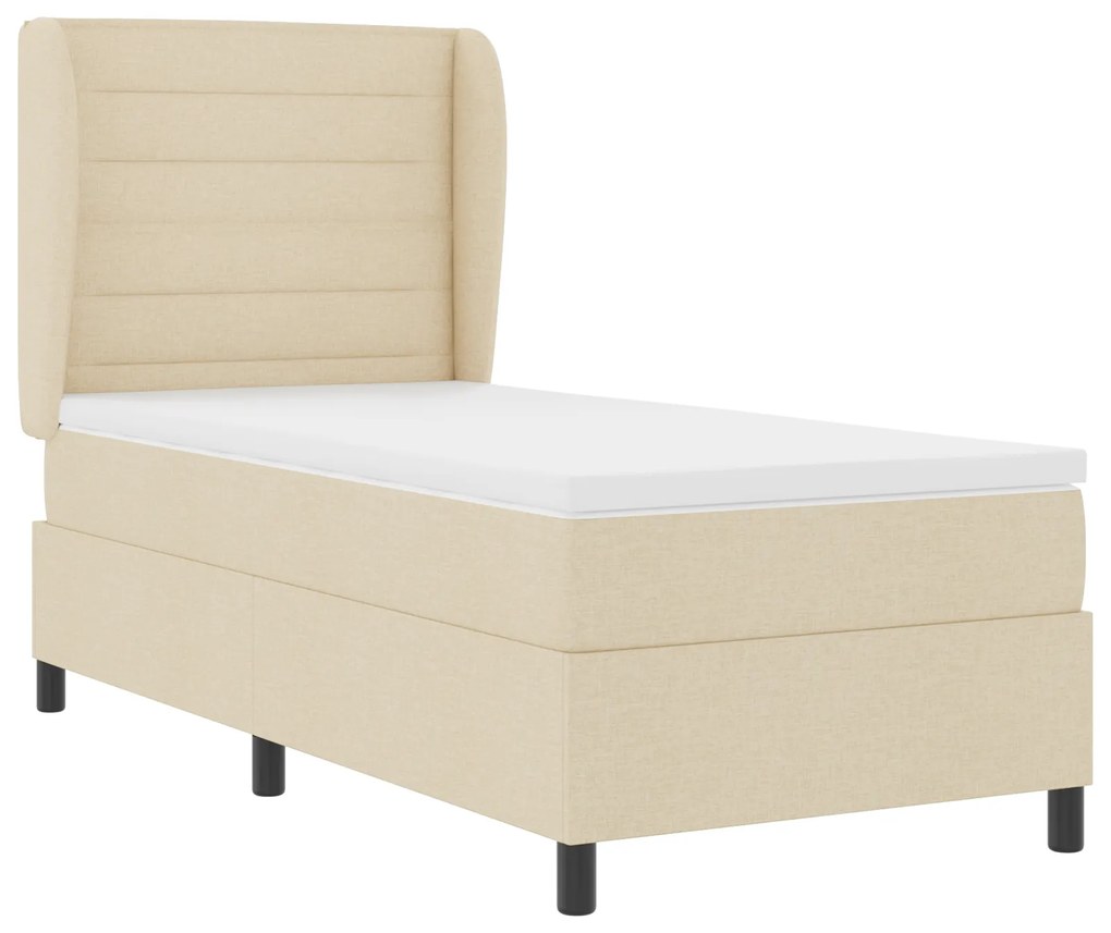 vidaXL Κρεβάτι με Ελατήρια και Στρώμα Κρεμ 90x200 cm
