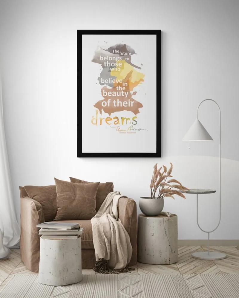 Αφίσα με παρπαστού Γνωμικά για όνειρα - Ελέανορ Ρούσβελτ - 20x30 silver