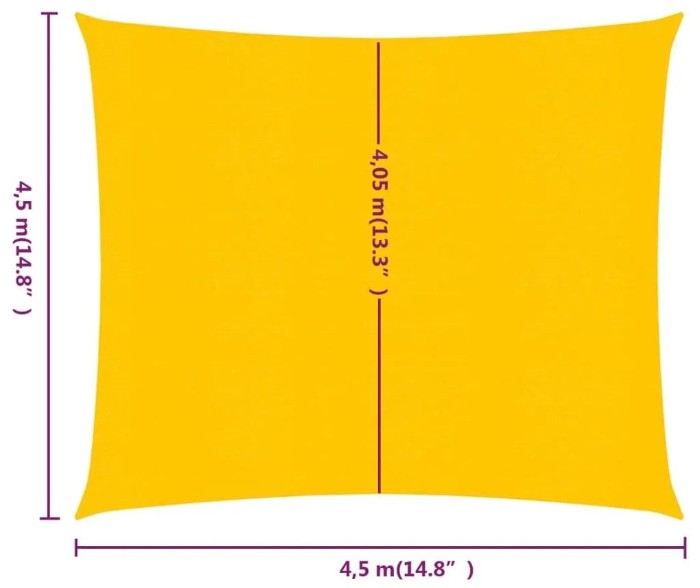 Πανί Σκίασης Τετράγωνο Κίτρινο 4,5x4,5 μ. από HDPE 160 γρ./μ² - Κίτρινο