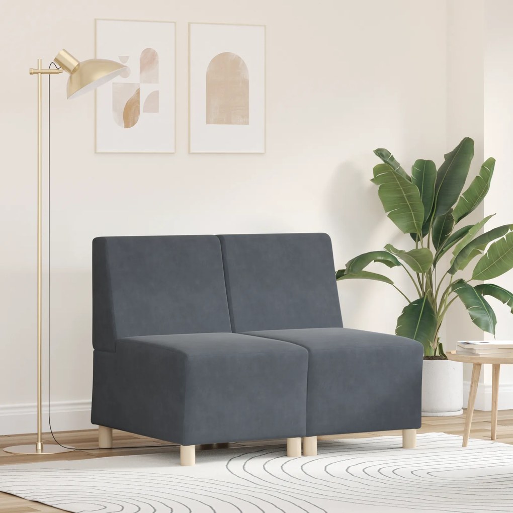 vidaXL Καναπέδες 2 pcs Σκούρο γκρι 55 x 74 x 82 εκ. Βελούδο
