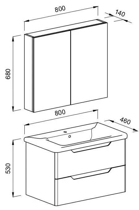 Σετ Έπιπλο Μπάνιου PERLA 80 Ανθρακί 80x46x140 εκ.