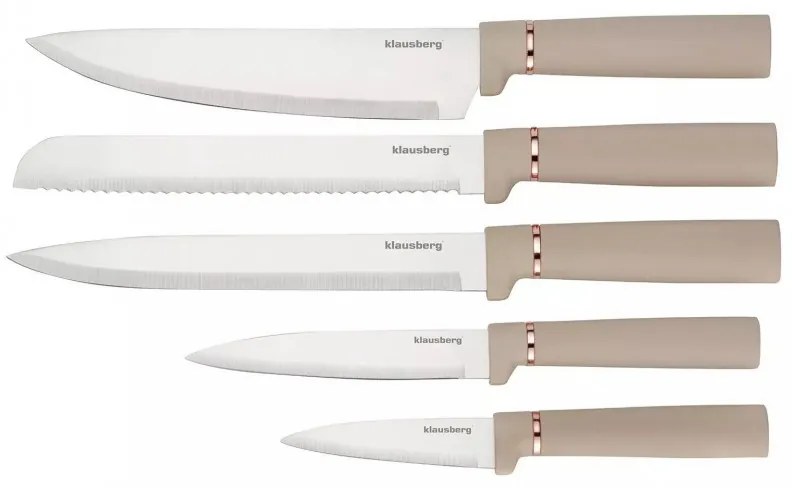 Σετ μαχαιριών και σκευών Klausberg KB 7935, πίνακας και βάση, 12 τεμάχια, Μπεζ