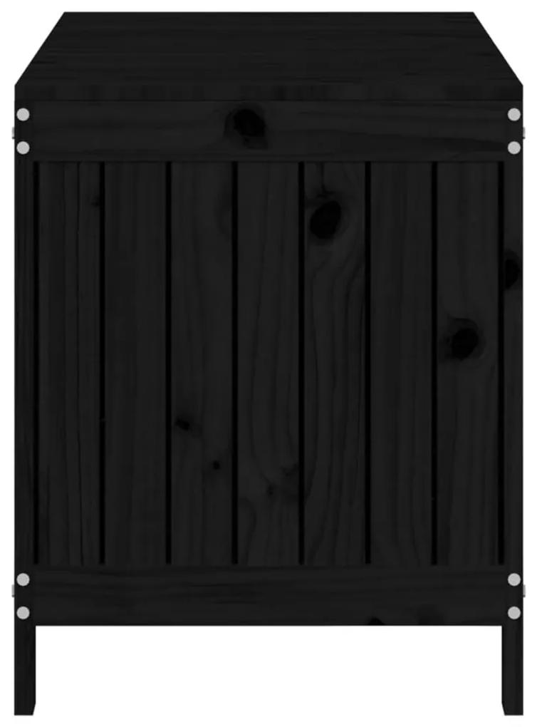 Κουτί Αποθήκευσης Κήπου Μαύρο 115x49x60 εκ. Μασίφ Ξύλο Πεύκου - Μαύρο