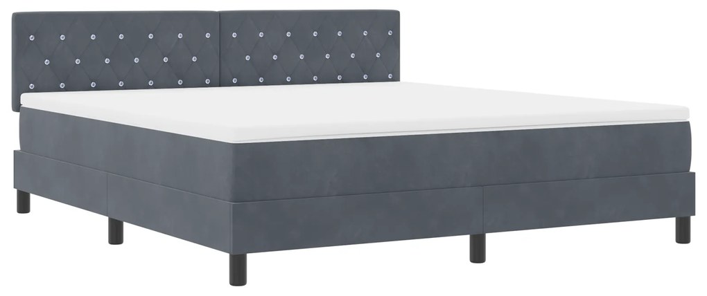 vidaXL Κρεβάτι με Βάση και Στρώμα Σκούρο Γκρι 180x200 εκ. Βελούδο