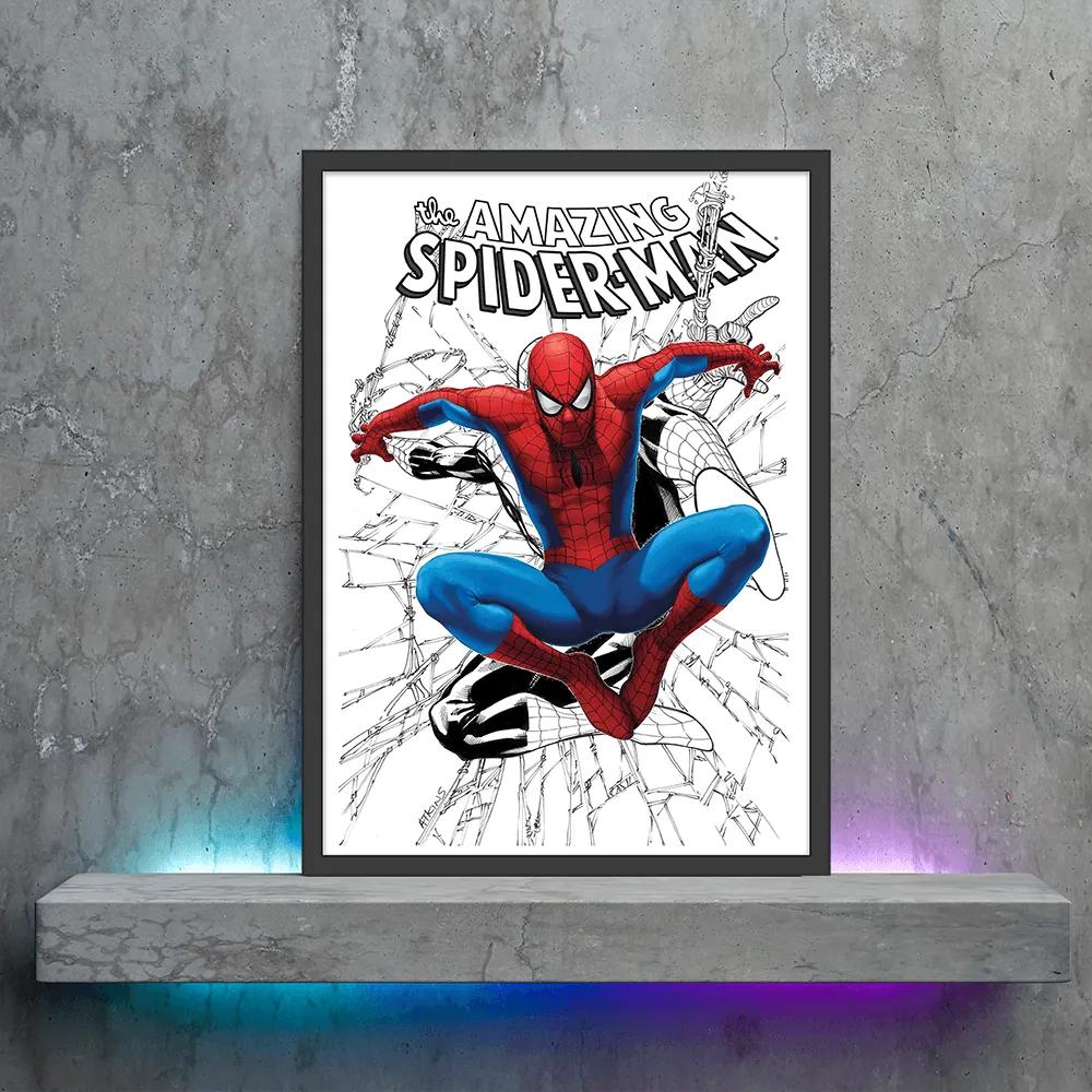 Πόστερ &amp;  Κάδρο Comic Spiderman CM017 22x31cm Μαύρο Ξύλινο Κάδρο (με πόστερ)