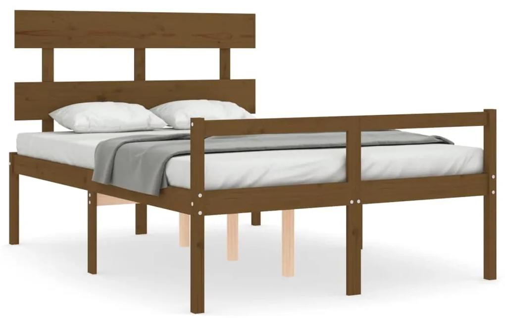 Κρεβάτι Ηλικιωμένου με Κεφαλάρι 140 x 200 εκ. Μελί Μασίφ Ξύλο - Καφέ