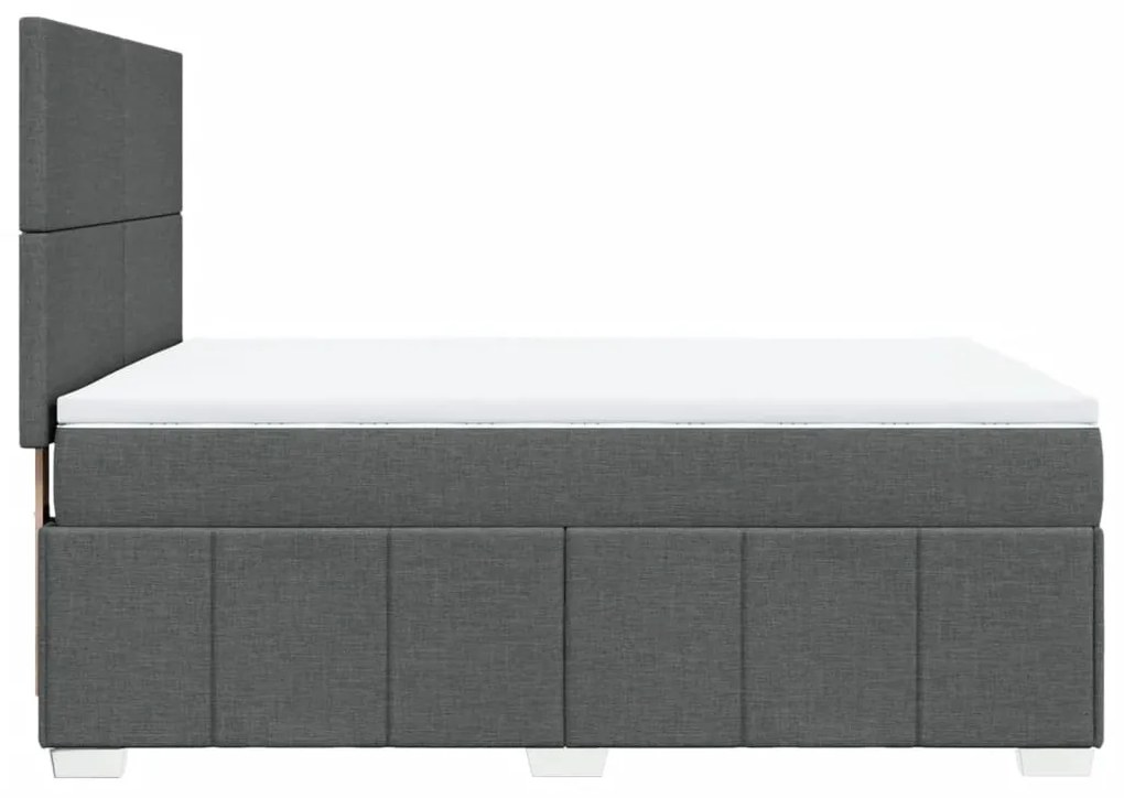 vidaXL Κρεβάτι Boxspring με Στρώμα Σκούρο Γκρι 140x200 εκ Υφασμάτινο