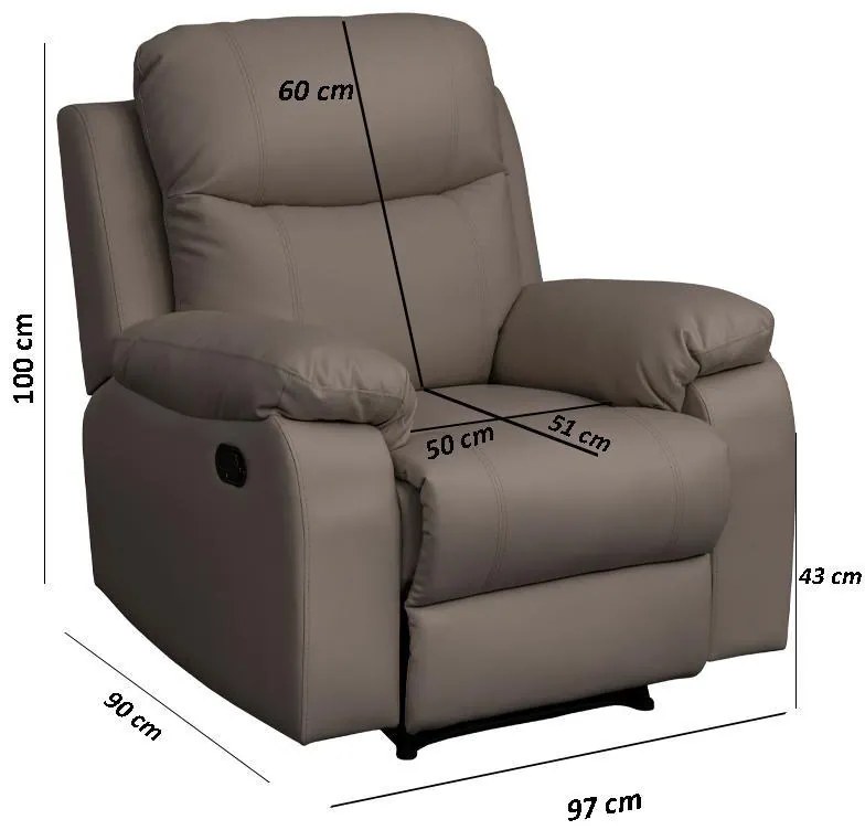 Πολυθρόνα Relax Chicago 1122 Fylliana Γκρί Τεχνόδερμα 97x90x100 εκ. 97x90x100 εκ.