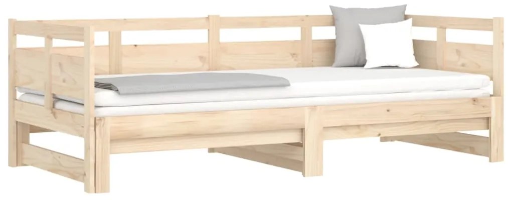 vidaXL Καναπές Κρεβάτι Συρόμενος 2x(80x200) εκ. από Μασίφ Ξύλο Πεύκου