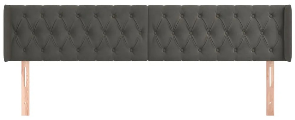vidaXL Κεφαλάρι με Πτερύγια Σκούρο Γκρι 203x16x78/88 εκ. Βελούδινο