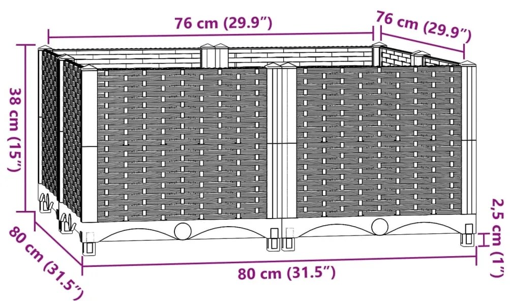 vidaXL Ζαρντινιέρα 80 x 80 x 38 εκ. από Πολυπροπυλένιο