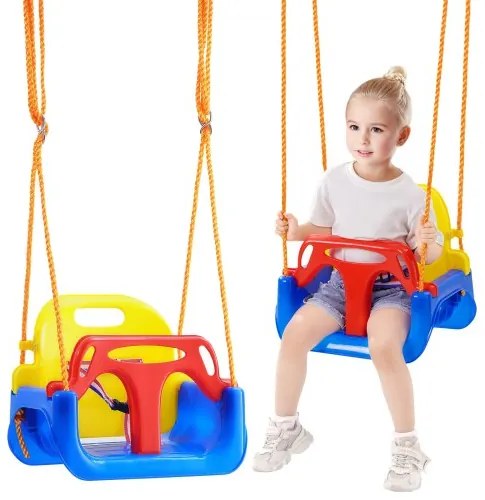 VEVOR 3-in-1 Toddler Swing Seat Baby Swing Seat with Adjustable Ropes Snap Hooks