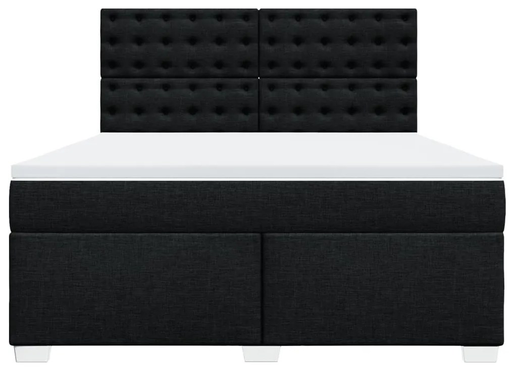 vidaXL Κρεβάτι Boxspring με Στρώμα Μαύρο 180x200 εκ. Υφασμάτινο