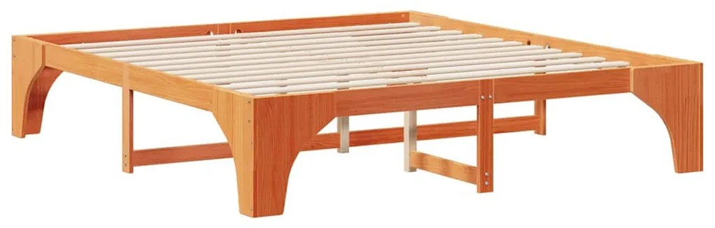 vidaXL Κρεβάτι δαπέδου Καφέ 200 x 200 cm Μασίφ ξύλο πεύκου