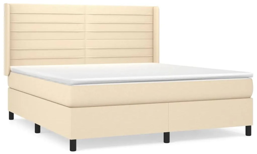 Κρεβάτι Boxspring με Στρώμα Κρεμ 160x200 εκ. Υφασμάτινο - Κρεμ